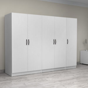 Ντουλάπα ρούχων Victoria Megapap πεντάφυλλη χρώμα λευκό 250x60x181εκ.