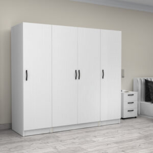 Ντουλάπα ρούχων Victoria Megapap τετράφυλλη χρώμα λευκό 200x60x181εκ.