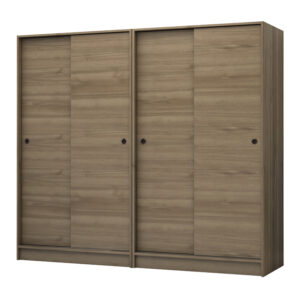 Ντουλάπα ρούχων Regio Megapap τετράφυλλη συρόμενη χρώμα καρυδί 200x60x181εκ.