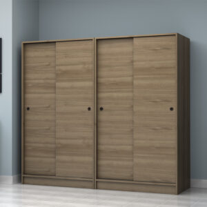 Ντουλάπα ρούχων Regio Megapap τετράφυλλη συρόμενη χρώμα καρυδί 200x60x181εκ.