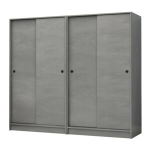 Ντουλάπα ρούχων Regio Megapap τετράφυλλη συρόμενη χρώμα γκρι σκυροδέματος 200x60x181εκ.