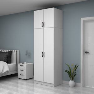 Ντουλάπα ρούχων Vivian Megapap δίφυλλη με πατάρι χρώμα λευκό 80x51,8x240εκ.