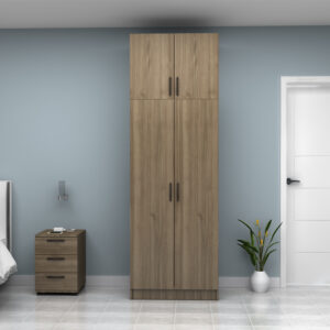 Ντουλάπα ρούχων Vivian Megapap δίφυλλη με πατάρι χρώμα καρυδί 80x51,8x240εκ.