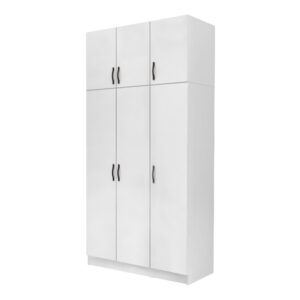 Ντουλάπα ρούχων Vivian Megapap τρίφυλλη με πατάρι χρώμα λευκό 120x51,8x240εκ.