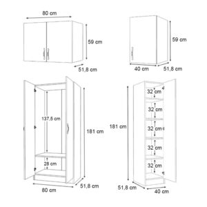 Ντουλάπα ρούχων Vivian Megapap τρίφυλλη με πατάρι χρώμα φυσικό οξιάς 120x51,8x240εκ.