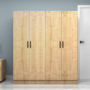 Ντουλάπα ρούχων Vivian Megapap τετράφυλλη χρώμα φυσικό οξιάς 160x51,8x181εκ.