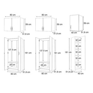 Ντουλάπα ρούχων Vivian Megapap πεντάφυλλη με πατάρι χρώμα φυσικό οξιάς 200x51,8x240εκ.