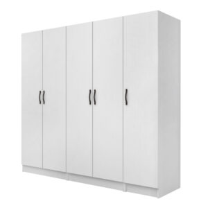 Ντουλάπα ρούχων Vivian Megapap πεντάφυλλη χρώμα λευκό 200x51,8x181εκ.