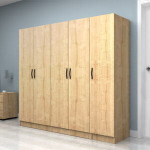 Ντουλάπα ρούχων Vivian Megapap πεντάφυλλη χρώμα φυσικό οξιάς 200x51,8x181εκ.