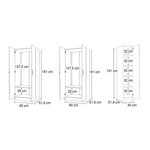 Ντουλάπα ρούχων Vivian Megapap πεντάφυλλη χρώμα φυσικό οξιάς 200x51,8x181εκ.