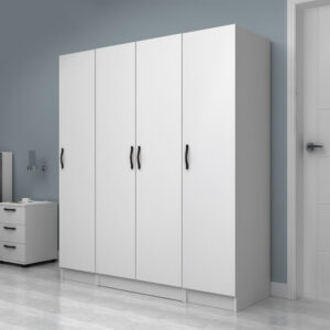 Ντουλάπα ρούχων Vivian Megapap τετράφυλλη χρώμα λευκό 160x51,8x181εκ.