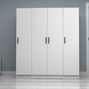 Ντουλάπα ρούχων Vivian Megapap τετράφυλλη χρώμα λευκό 160x51,8x181εκ.