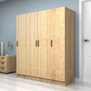 Ντουλάπα ρούχων Vivian Megapap τετράφυλλη χρώμα φυσικό οξιάς 160x51,8x181εκ.