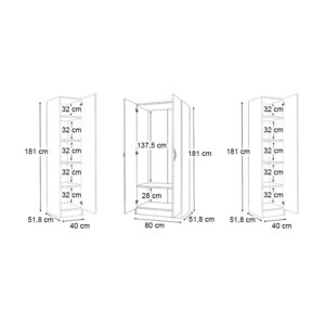 Ντουλάπα ρούχων Vivian Megapap τετράφυλλη χρώμα καρυδί 160x51,8x181εκ.