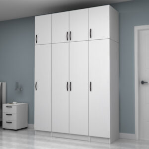 Ντουλάπα ρούχων Vivian Megapap τετράφυλλη με πατάρι χρώμα λευκό 160x51,8x240εκ.