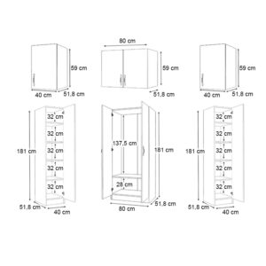 Ντουλάπα ρούχων Vivian Megapap τετράφυλλη με πατάρι χρώμα καρυδί 160x51,8x240εκ.
