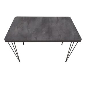 Σετ τραπεζαρία 5τμχ Roger - Kevin Megapap Mdf - ύφασμα χρώμα σκούρο γκρι σκυροδέματος - μουσταρδί 120x70x75εκ.