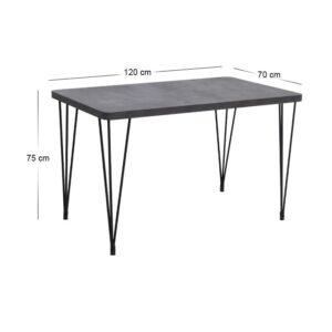 Σετ τραπεζαρία 5τμχ Roger - Kevin Megapap Mdf - ύφασμα χρώμα σκούρο γκρι σκυροδέματος - γκρι 120x70x75εκ.