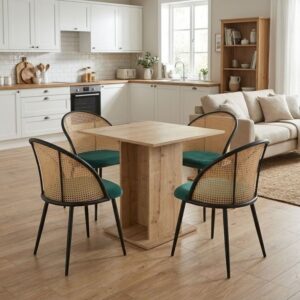 Σετ τραπεζαρία 5τμχ Allos - Jacob Megapap χρώμα sapphire oak - κυπαρισσί 75x75x77εκ.