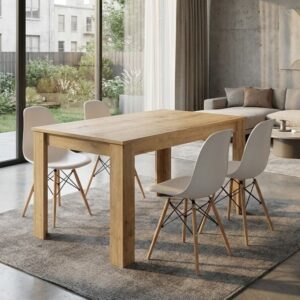 Σετ τραπεζαρία 5τμχ Darlen - Nova Megapap χρώμα sapphire oak - λευκό 125x72x74εκ.