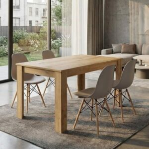 Σετ τραπεζαρία 5τμχ Darlen - Nova Megapap χρώμα sapphire oak - cappuccino 125x72x74εκ.