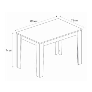 Σετ τραπεζαρία 5τμχ Darlen - Viva Megapap χρώμα sapphire oak - λευκό 125x72x74εκ.