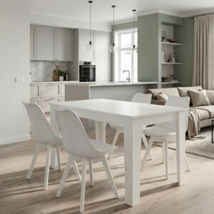 Σετ τραπεζαρία 5τμχ Darlen - Viva Megapap χρώμα λευκό 125x72x74εκ.