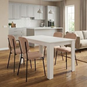 Σετ τραπεζαρία 5τμχ Darlen - Kevin Megapap χρώμα λευκό - μόκα 125x72x74εκ.