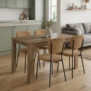 Σετ τραπεζαρία 5τμχ Darlen - Kevin Megapap χρώμα καρυδί - μουσταρδί 125x72x74εκ.