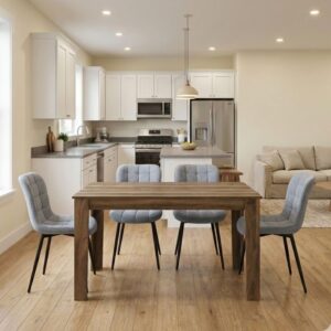 Σετ τραπεζαρία 5τμχ Darlen - Chiara Megapap χρώμα καρυδί - γκρι 125x72x74εκ.