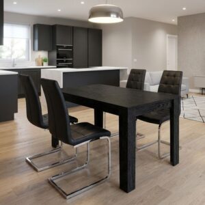 Σετ τραπεζαρία 5τμχ Darlen - Vela Megapap χρώμα sencron black - μαύρο 125x72x74εκ.