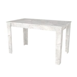 Σετ τραπεζαρία 5τμχ Darlen - Viva Megapap χρώμα λευκό εφέ μαρμάρου - μαύρο/φυσικό πόδι 125x72x74εκ.