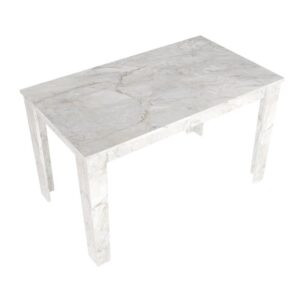 Σετ τραπεζαρία 5τμχ Darlen - Alma Megapap χρώμα λευκό εφέ μαρμάρου - μπεζ 125x72x74εκ.