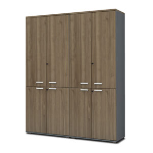 Ντουλάπα γραφείου με κλειδαριά επαγγελματική Venturo Megapap χρώμα ανθρακί - καρυδί 160x40x200εκ.