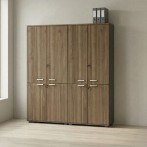 Ντουλάπα γραφείου με κλειδαριά επαγγελματική Venturo Megapap χρώμα ανθρακί - καρυδί 160x40x200εκ.