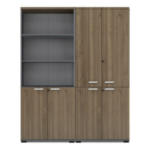 Ντουλάπα γραφείου με κλειδαριά επαγγελματική Venturo Megapap χρώμα ανθρακί - καρυδί 160x40x200εκ.