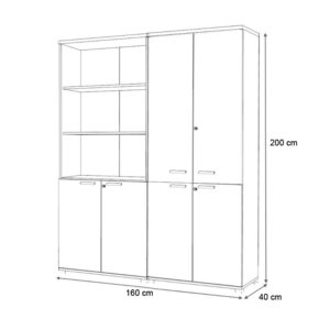 Ντουλάπα γραφείου με κλειδαριά επαγγελματική Venturo Megapap χρώμα ανθρακί - καρυδί 160x40x200εκ.