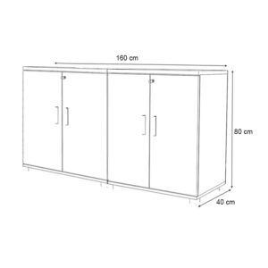 Ντουλάπι γραφείου με κλειδαριά επαγγελματικό Venturo Megapap χρώμα ανθρακί - φυσικό οξιάς 160x40x80εκ.