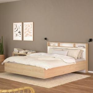 Ikast κρεβάτι διπλό 169,8x216x97εκ. ( για στρώμα 160x200εκ. ) Jackson Hickory / Λευκό