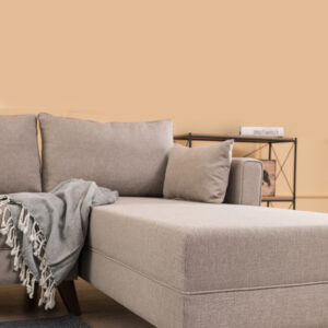 Γωνιακός καναπές Bella Megapap δεξιά γωνία υφασμάτινος χρώμα κρεμ 275x165x85εκ.