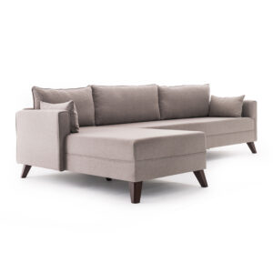 Γωνιακός καναπές Bella Megapap αριστερή γωνία υφασμάτινος χρώμα κρεμ 275x165x85εκ.