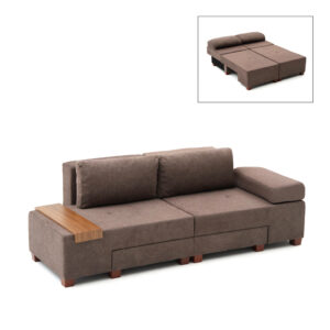 Καναπές - κρεβάτι πολυμορφικός Perenna Megapap τριθέσιος υφασμάτινος χρώμα καφέ 233x93x83εκ.