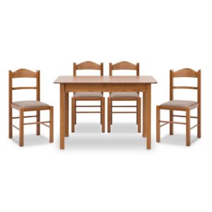 Σετ τραπεζαρίας Bergen-Virginia Megapap 5 τμχ μασίφ ξύλο-MDF με επεκτεινόμενο τραπέζι 120/150x68x77εκ.