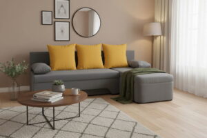 Γωνιακός καναπές Lamor-Γκρι - Κίτρινο