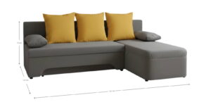 Γωνιακός καναπές Lamor-Γκρι - Κίτρινο