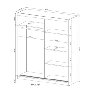 Ντουλάπα Mazoo συρόμενη-180 x 62 x 200 εκ.-Φυσικό
