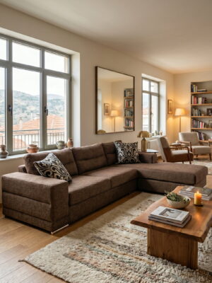 Γωνιακός καναπές Caza-Αριστερή-260φ 200β-Σοκολατί