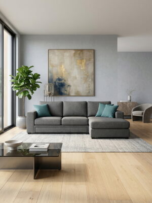 Γωνιακός καναπές Lina plus-Gkri Skouro-265 x 150 εκ.-Αριστερή