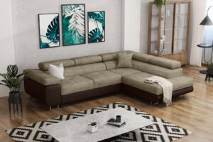 Γωνιακός καναπές Antony-Καφέ - Μπεζ-Δεξιά