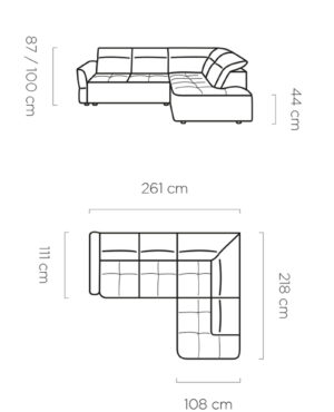 Γωνιακός καναπές Morello L-Ekrou-Αριστερή
